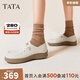 他她（TATA）QQ軟糖英倫單鞋女真皮厚底牛津鞋小皮鞋豆豆鞋新7A421CM4 7A421CM4米白（踩跟款-寬版） 37