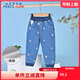 鉛筆俱樂(lè )部童裝2023冬裝新款男小童牛仔長(cháng)褲兒童棉褲寶寶保暖褲子 夾棉牛仔藍 110