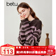 百圖betu女裝秋冬新款毛衣經(jīng)典圓領(lǐng)時(shí)髦條紋寬松套頭毛衫2310T39 咖啡色 L