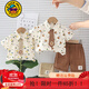 G.DUCKKIDS童裝男童套裝夏季2025新款兒童短袖中小童寶寶1歲衣服襯衫卡通 滿(mǎn)印熊咖啡色aokqscc 90碼建議1~2歲【 80-90】cm