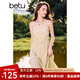 百圖betu女裝秋季新款連衣裙復(fù)古波點收腰顯瘦吊帶裙裙子2407X07 黃色 S