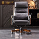 統塔（TONGTA）實(shí)木真皮老板椅辦公轉椅中式總裁大班椅牛皮升降電腦椅子家用 進(jìn)口牛皮【深灰色】
