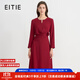 愛(ài)特愛(ài)（EITIE）精致紅玫瑰氣質(zhì)收腰長(cháng)袖連衣裙2025秋季新款紅色A字裙C2507834 龐貝紅61 L (165)