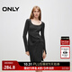 ONLY秋季螺紋修身顯瘦U型領(lǐng)針織短裙連衣裙女|124346001 E02 瀝青灰色 S (160) 80A