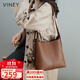 viney牛皮包包女包大容量水桶包輕奢單肩斜挎包生日禮物品牌送女友老婆