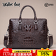 Walker Shop輕奢男包【高端鱷魚(yú)皮】商務(wù)皮包男款公務(wù)包手提包男士公文包  咖啡 38*29*8CM