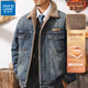 真維斯（Jeanswest）美式復古羊羔絨牛仔外套男冬季加厚棉衣男士夾克棉服男款冬天棉襖 藍色 2XL  適合160-180斤