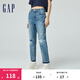 Gap女裝春季修身磨毛邊破洞高腰彈力牛仔褲長(cháng)褲874428淺藍色2(26) 亞洲尺碼