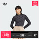 adidas街頭滑板文化修身運動(dòng)打底上衣長(cháng)袖T恤女裝阿迪達斯三葉草 碳黑   M