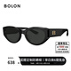 BOLON暴龍眼鏡王鶴棣同款25年新品貓眼窄框太陽(yáng)鏡防曬墨鏡男女款BL3208 C10 亮黑色-偏光