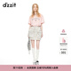 DZZIT地素燙水鉆t恤夏季粉紅色甜美少女百搭設計短袖上衣女 粉紅色 M