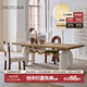 莫語(yǔ)麥兜餐桌原創(chuàng  )設計法式奶油風(fēng)實(shí)木餐桌椅組合原木色書(shū)桌 臺面白橡實(shí)木飾面【1.6米】