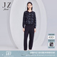 玖姿（JUZUI）商場同款休閑褲女裝秋款時尚中腰褲子JWCQ11121 素黑 XL