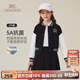 英氏（YEEHOO）女童套裝兒童棒球服裙子兩件裝中大童裝休閑學(xué)院風(fēng)秋裝 黑色 130