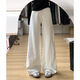 錦詩(shī)慧牛仔褲女闊腿褲2025新款秋冬寬松白色褲子女顯瘦直筒高腰微喇褲 高腰斜杠闊腿牛仔褲【白色】 XL 【腰圍78 建議115-125斤】