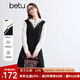 百圖betu女裝冬季新款連衣裙拼色設(shè)計假兩件針織裙裙子女2410T97 黑色 L