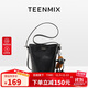 天美意（TEENMIX）女包牛皮水桶包復古斜挎通勤單肩包實(shí)用生日禮物送女友老婆媽媽