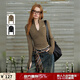 UNIFREE【秋裝新品】UNIFREE半高領(lǐng)長(cháng)袖T恤美式辣妹拉鏈緊身百搭新款上衣 棕色 S