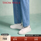THOM WILLS厚底小白鞋男增高休閑真皮銀尾雷軍同款鞋純牛皮透氣夏季白色板鞋 白色銀尾G933 41 /7.5碼