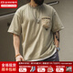 馬登工裝 美式休閑戶(hù)外機能風(fēng)T恤純棉口袋撞色體恤拼接短袖男 木綠色 M