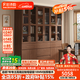 法詩韻全實(shí)木定制書柜一體整墻家用復(fù)古風(fēng)玻璃橡木收納置物展示書架 2.0米長*2.0米高【六門書柜】 ENF母嬰級環(huán)?？咕?8MM加厚橡木