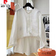 皮爾卡丹高感時(shí)尚棉麻套裝女夏季寬松防曬襯衫闊腿短褲兩件套 白色套裝 (少量現貨) M 【建議90-110斤】