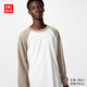 優(yōu)衣庫男裝女裝寬松插肩袖T恤/休閑長(cháng)袖上衣484016 31 米色 L /175/100A