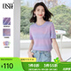 歐莎（OSA）藍紫色漸變圓領(lǐng)短袖針織衫女T恤夏季2025年新款顯瘦上衣百搭 淺紫漸變 XL