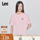 Lee25新品舒適版圓領(lǐng)X-Crew像素徽標設計粉色女短袖T恤顯瘦休閑潮 粉色 M
