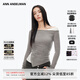 ANN ANDELMAN【王玉雯同款】官方直營(yíng)不規則斜肩長(cháng)袖T恤假兩件上衣 灰色 S
