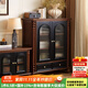方寸毫厘中古風(fēng)實(shí)木酒柜美式復古白蠟木玻璃酒柜小戶(hù)型高低展示收納儲物柜 白蠟木雙門(mén)低酒柜 赫利黑