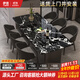 伊信家具意式天然大理石餐桌輕奢高級感2025新款長(cháng)方形餐桌家用家用4-6人 2.0米大理石餐桌【加厚】+餐椅*6