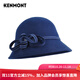 卡蒙（Kenmont）女士帽子冬季時(shí)尚潮英倫復古盆帽蝴蝶結小禮帽秋冬大檐帽氈帽2593 寶藍色 可調節(57cm)