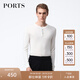PORTS寶姿男裝毛衣絲絨混紡半開襟鈕扣套頭毛衣男上衣MV9K041DKI001 WHITE L L