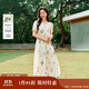 茵曼（INMAN）夏季植物碎花印花全棉女裝圓領(lǐng)連衣裙百搭裙子  杏色-連衣裙  L