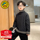 G.DUCKKIDS童裝男童毛衣秋冬2024新款套頭兒童針織衫韓版加厚保暖中大童上衣 黑色 170 （建議身高160cm 14-15歲）