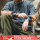 馬登工裝 美式復古搖粒絨圓領(lǐng)衛衣拼接ins抓絨長(cháng)袖上衣外套男 煙灰色 L