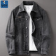 啄木鳥(niǎo)秋冬季男士新款美式牛仔外套修身純色棉質(zhì)百搭潮流時(shí)尚夾克外衣男 深灰色 XL （125-140斤）