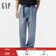 GAP男裝2025春季新款純棉搭扣松緊挺括無(wú)彈中腰錐形牛仔褲長(cháng)褲720852 淺色水洗 L (175/84A) 亞洲尺碼
