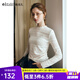 Olrain歐芮兒小高領(lǐng)套頭蕾絲長(cháng)袖打底衫女裝秋季2025新款修身氣質(zhì)上衣 杏色 XL