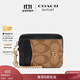 蔻馳（COACH）奧萊女士女包色塊經(jīng)典標志拉鏈卡包 IM/卡其色混合棕色