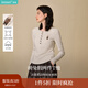 茵曼2025秋冬女裝新款萌寵刺繡花紗T恤半開襟長(zhǎng)袖上衣 杏花灰 L