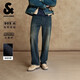 杰克·瓊斯（JACK&JONES） 男裝牛仔褲秋時(shí)尚經(jīng)典簡約做舊水洗加絨寬松直筒褲子225432017