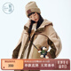 紫涵（ZIHAN）紫涵撞色拼接羊羔絨連帽棉服外套女2024冬季新款寬松保暖戶(hù)外棉衣 卡其 L