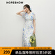 紅袖碎花連衣裙2025夏季新款女裝【海藍(lán)花嶼】收腰V領(lǐng)氣質(zhì)雪紡茶歇裙 白底藍(lán)花674 M