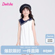 笛莎童裝女童裙子025夏季中大童學(xué)院風(fēng)海軍領(lǐng)連衣裙 本白 120