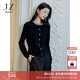 玖姿·安娜蔻BlingBling全羊毛香風(fēng)釘珠開(kāi)衫針織衫女秋款 素黑 S