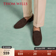 THOM WILLS軟底樂(lè )福鞋男夏季新款休閑皮鞋男真皮一腳蹬男鞋 深咖色A1111 43 /8.5碼