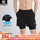 阿瑞娜（arena）巴黎派對系列男士泳衣分體防曬長(cháng)袖及膝泳褲四季可穿 黑(XCN4729M-BLK)雙層平角沙灘褲 XL