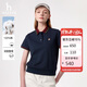 哈吉斯（HAZZYS）女裝25夏撞色短袖POLO衫ASTSE0CBX06 藏青色NV L(165/88A40)
